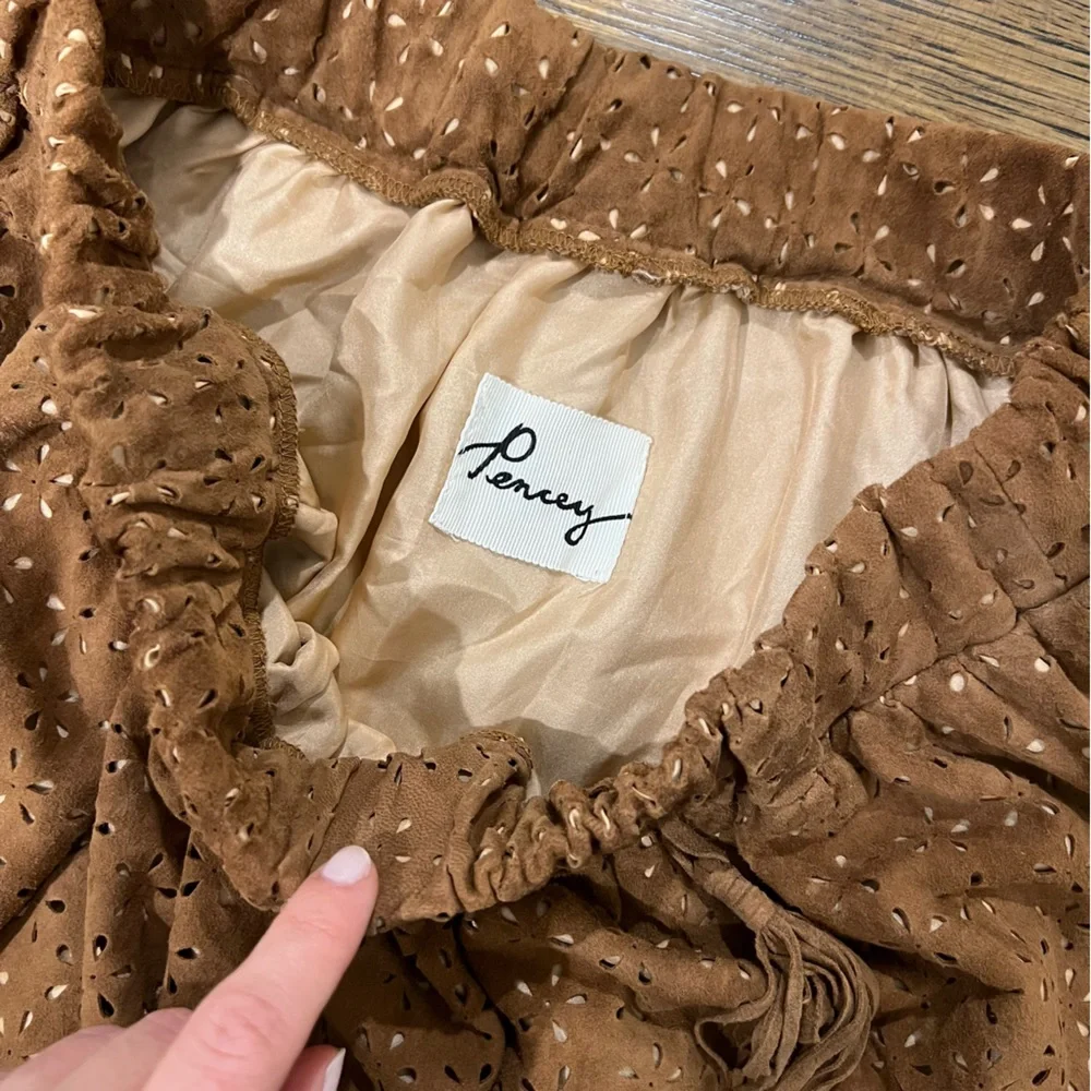 Pencey Suede Perforated Eyelet Mini Skirt